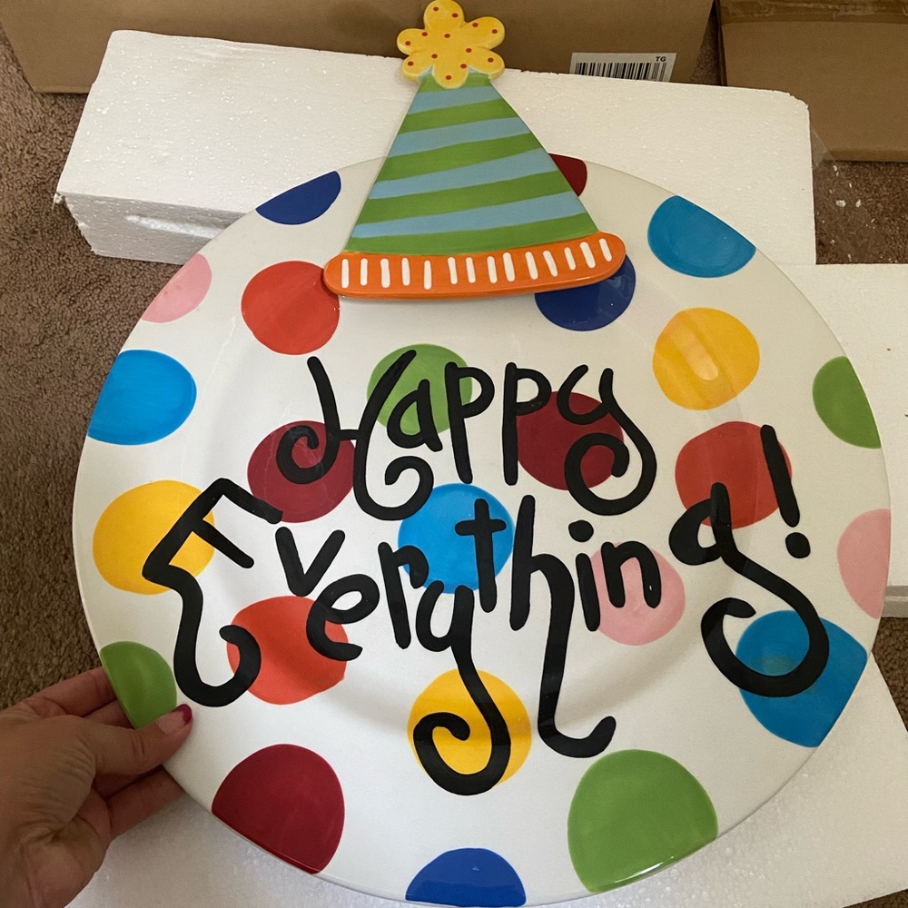 Coton Colors HAPPY EVERYTHING! Bright Dot Big Round Platter - brand new